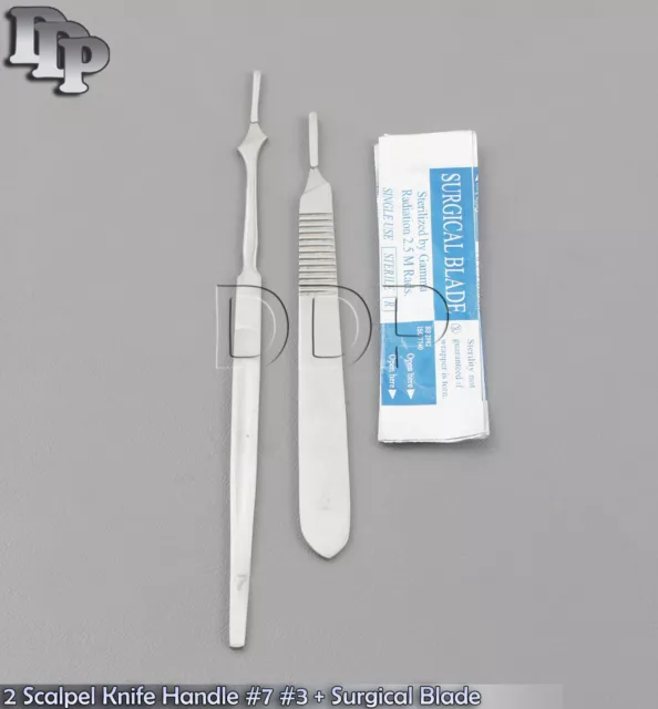 Scalpel Knife Handles #3 #7 With 30 Sterile Surgical Blades #10