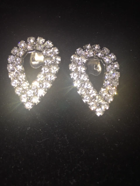 Antique Tear Drop Shaped - Rhinestone - Silver Tone -Shoe/Dress Clips