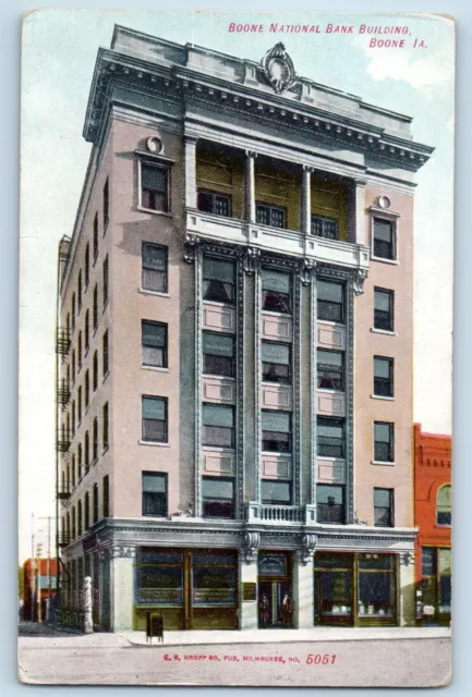 Boone Iowa IA Postcard Boone National Bank Building Exterior c1910's Antique