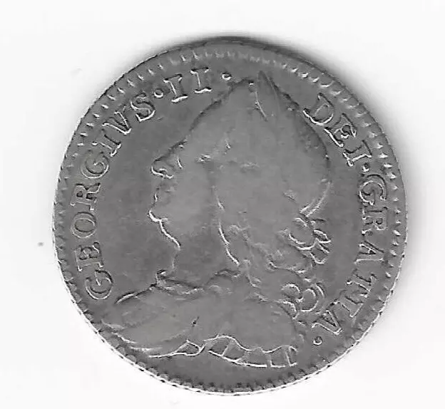 King George II (2nd) 1750 Coinage Six Pence 6d  Coin Plain