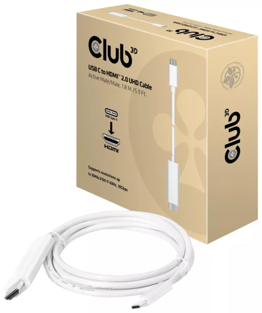 CLUB3D USB C to HDMI™ 2.0 UHD Cable Active 1.8 M./5.9 Ft. CAC-1514