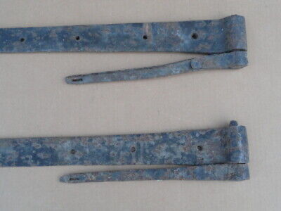 Pair of 4 ft Barn Door Gate Strap Hinges w/ Pintles Antique Hand Forged Nice One 3