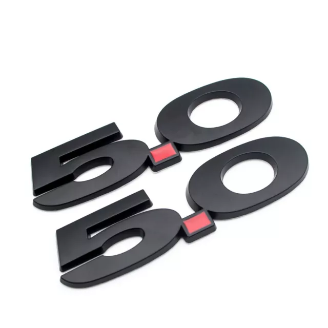 2x Door Fender Matte Black 5.0L Metal Badge Rear Trunk Emblem for GT500 Parts