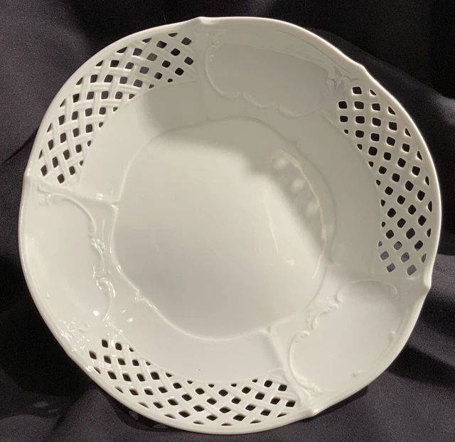 Vintage AK Kaiser W Germany White Footed Porcelain Bowl ~Laced ~Reticulated 4849