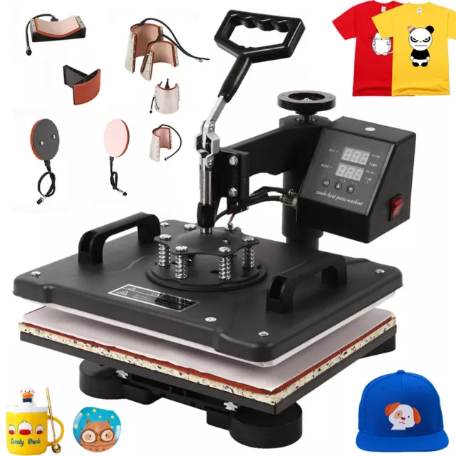 Heat Press Machine 8 in 1 Sublimation Printing 38x30cm for T-Shirt Mug Hat  Plate