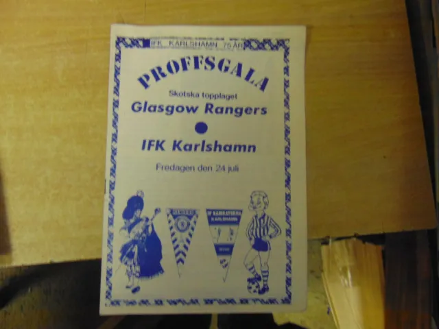Friendly 1981/2 IFK Karlshamn Sweden v Glasgow Rangers
