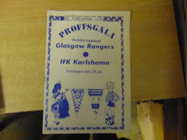 Friendly 1981/2 IFK Karlshamn Sweden v Glasgow Rangers