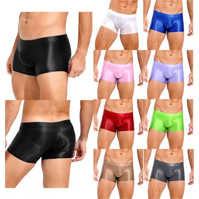 Men's Underwear Shiny Briefs Sissy Panties Silky Bottoms Stretch Boxer Shorts