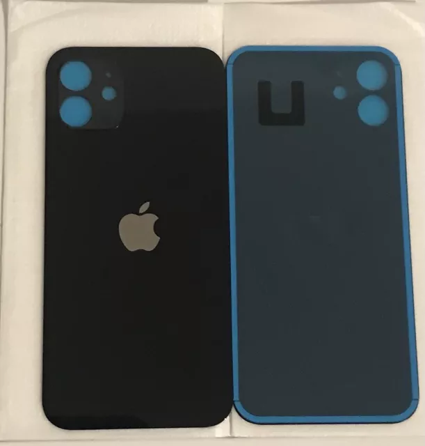 VITRE ARRIERE POUR IPHONE 12 NOIR AVEC GRAND TROU(big Hole) + LOGO + ADHÉSIF