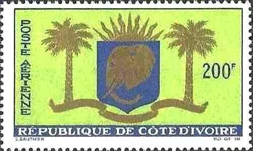 Timbre Blasons "Eléphant stylisé" Cote d'Ivoire PA32 ** (74633FG)