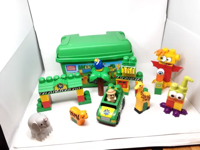 24 Mega Bloks Piece Safari/Zoo Set + 19 additional Monster Pieces & Lidded Box