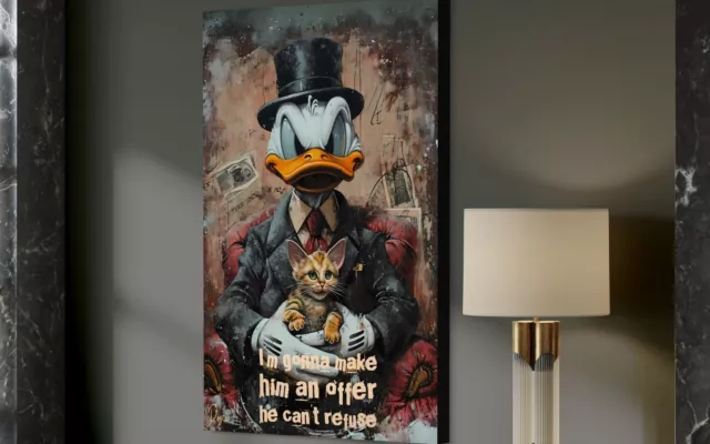 Donald Duck Leinwandbild Der PATE Duck Pop Art 60x40cm Motivation Geld NEU