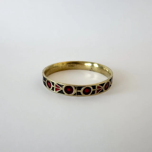 Bracelet Articulé Vintage En Cuivre, émaux Et Pâte De Verre - Signé Andrée Bazot (années 50-60)