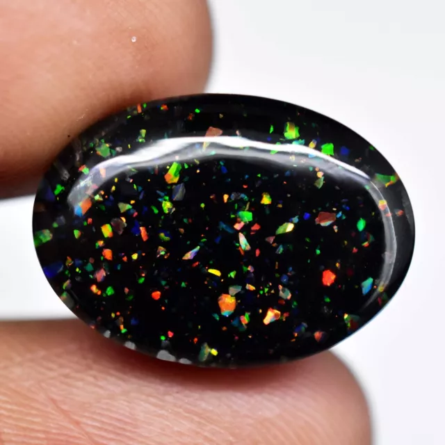 13.15 Ct Natural Australian Black Fire Opal Oval Doublet Certified Best Gemstone