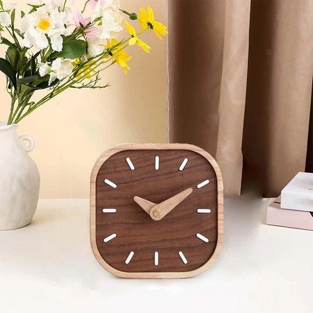 Horloge de Table en bois, silencieuse, Chic, décorative, pour salon, chambre