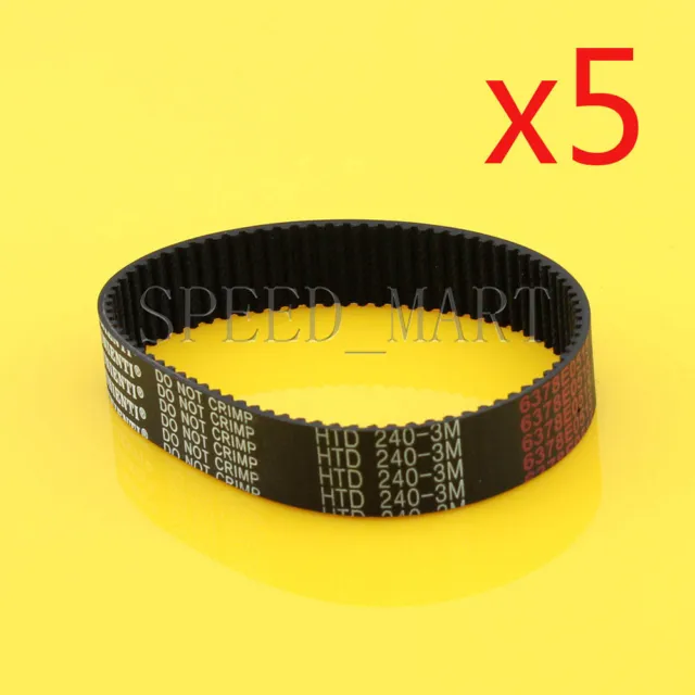 5PCS 240-3M HTD 3mm Timing Belt 80 Tooth Cogged Rubber Geared 15mm Wide CNC