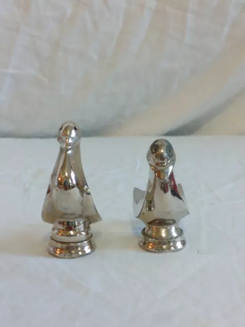 Vintage Pewter Thew Signed Modern Silver Birds Salt And Pepper Shakers