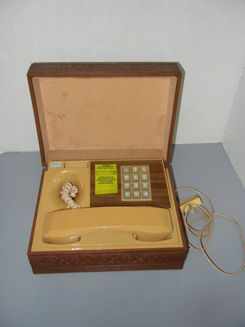 Vintage Deco-Tel Personal Telephone Executive Phone In Wood Box Serial # 303915