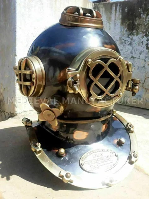 Antique 18" Diving vintage BOSTON MARK V U.S Navy Deep Sea Divers Helmet Replica