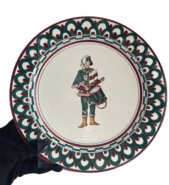 Ceramic Dinner Plate 11” Oca Palio di Siena Contrade Majolica Italy Drummer Vtg