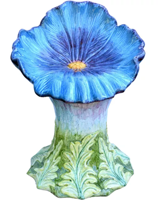 Sedile maiolicato pansé blu - Majolica seat blue pansy 12804