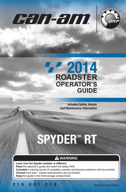 2012 Can-Am Spyder RT Roadster Owner's Operator Manual - Bound Book - Free Shipping