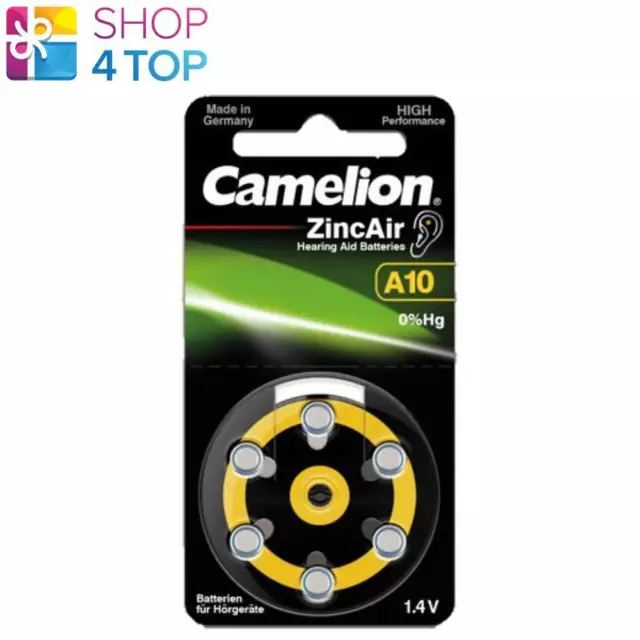 6 Camelion Size 10 Hearing Aid Batteries A10 Pr70 Pr536 1.4V Zinc Air 6Bl New