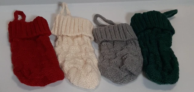 Mini Christmas Stockings: 5 Inch Cable Knitted Hanging Mittens Stockings Tree... Mini Christmas Stockings: 5 Inch Cable Knitted Hanging Mittens Stockings Tree...