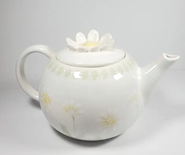 VTG Daisy Teapot Block Basics Loves Me Flowers Large 1999 Tea Pot by Deb Mores