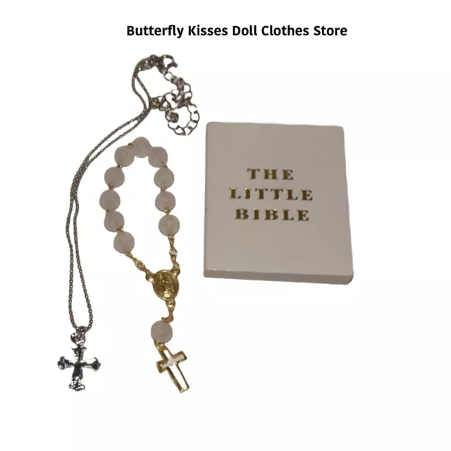 Rosary Cross Necklace Bible Religious 18" American Girl Doll Clothes Accessory 2
