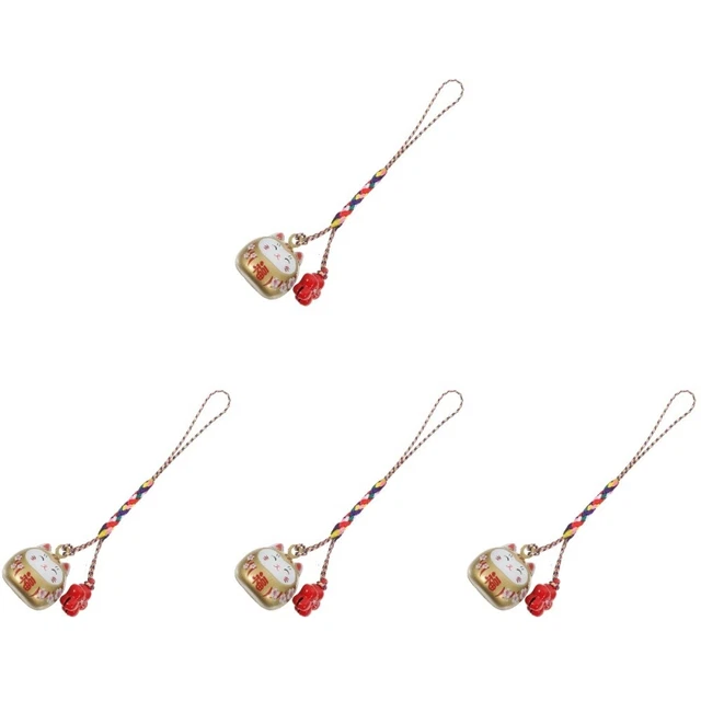 4pcs Keramik Luck Katzenanhänger Rucksack Hanging Ornament Phone Tasche Hängende