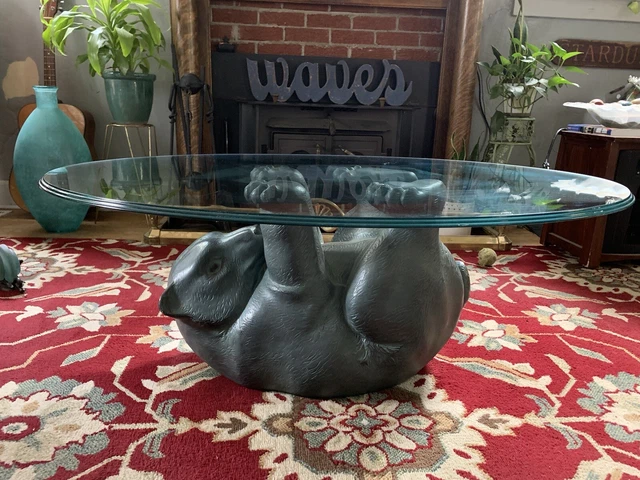Vtg Lane- Oval Glass top Bear coffee table 1990’s Vtg Lane- Oval Glass top Bear coffee table 1990’s