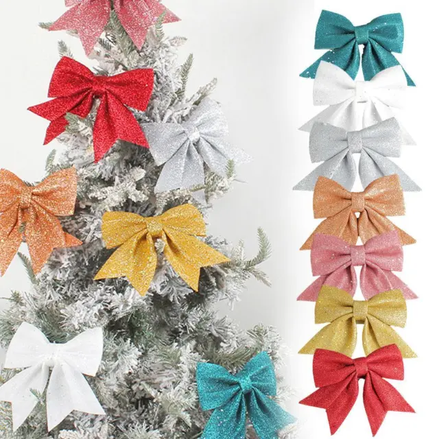 Christmas Bow Christmas Tree Topper Glitter Sequins Bow Party Holiday Z7Q4