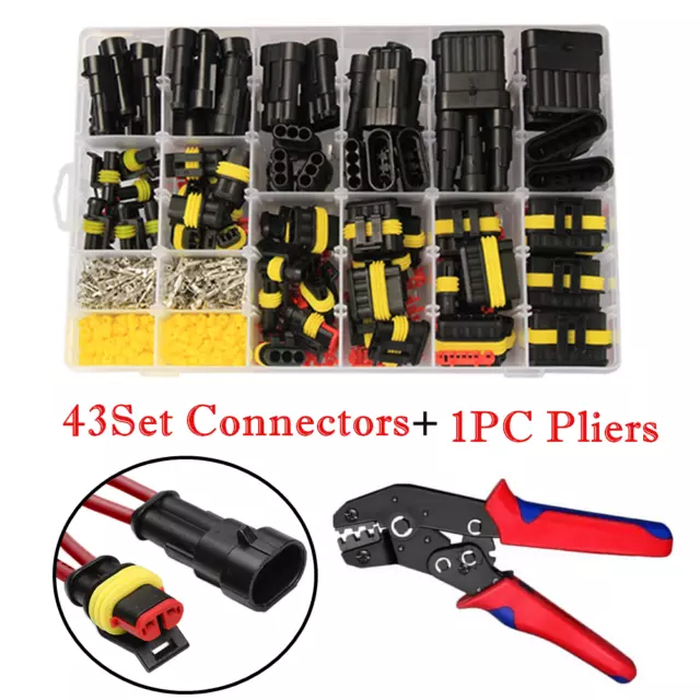 43 Sets Waterproof Car Auto Electrical Wire Connector Plug 1-6 Pin Way Plug Kit