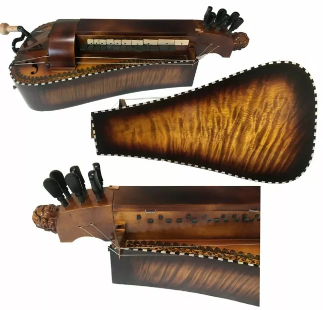 6 strings 23 keys Hurdy Gurdy,Maple wood hurdy-gurdy,inlaid shell wowan face