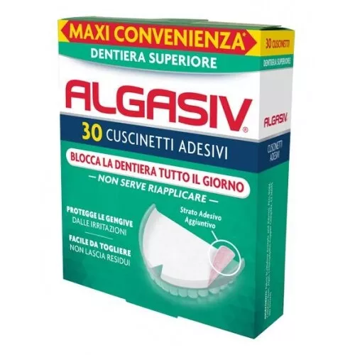 ALGASIV Cuscinetti Adesivi Per Dentiera Superiore, 30 pezzi. Dura tutto il giorn