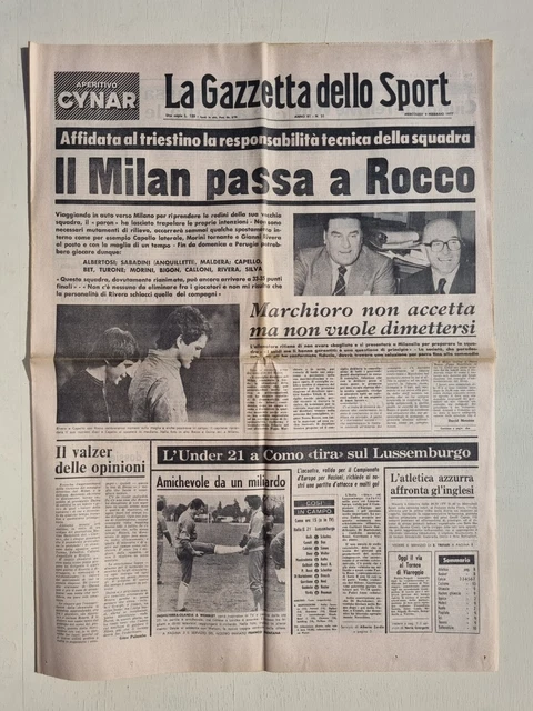Gazette Dello Sport 16 Février 1977 Gianni Rivera - Vallelunga - Rene