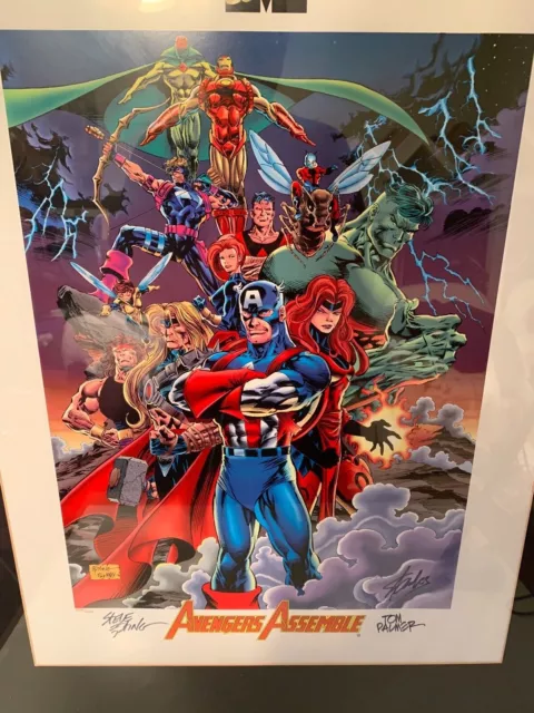 Stan Lee Signed Avengers Assemble Marvel Comics Heroes Lithograph Palmer Epting