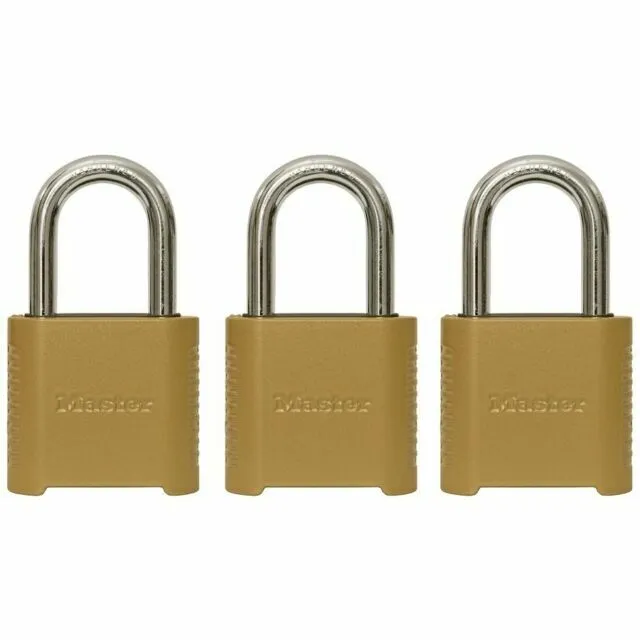 Master Lock 875TRILF 1 1/2" Combination Padlock - Pack of 3