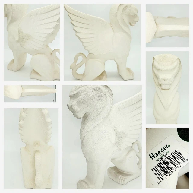 Rare 15" Haeger Pottery Griffin Gargoyle Statue White Stippled Finish Large 1996 Rare 15" Haeger Pottery Griffin Gargoyle Statue White Stippled Finish Large 1996