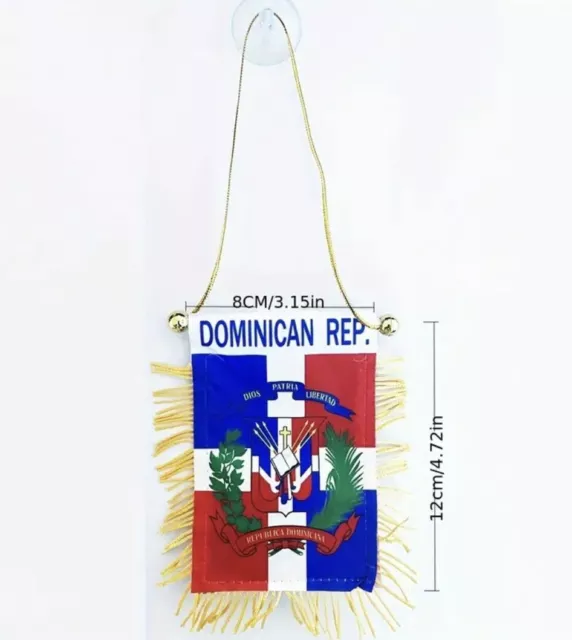 Dominican Republic MINI BANNER FLAG CAR WINDOW MIRROR HANGING DR