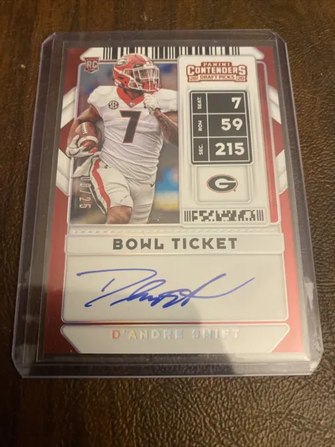 2020 Contenders Draft Picks D’Andre Swift RC Auto Bowl Ticket /25 Georgia Lions