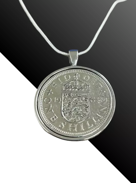 1964 60th Birthday English/Scottish Shilling Coin Pendant-Choose A Metal Colour