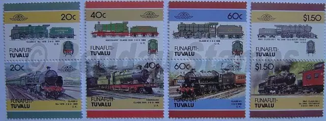 1986 FUNAFUTI Set #4 Train Locomotive Railway Stamps (Leaders of the World)