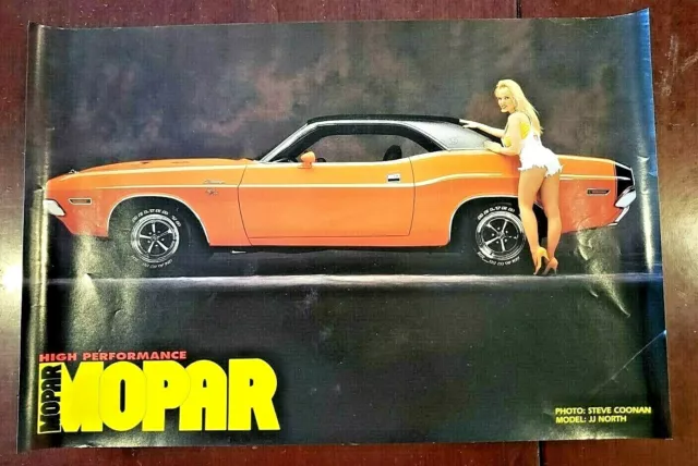 Vintage 1992 High Performance Mopar Magazine 1970 Challenger Girl Poster 92
