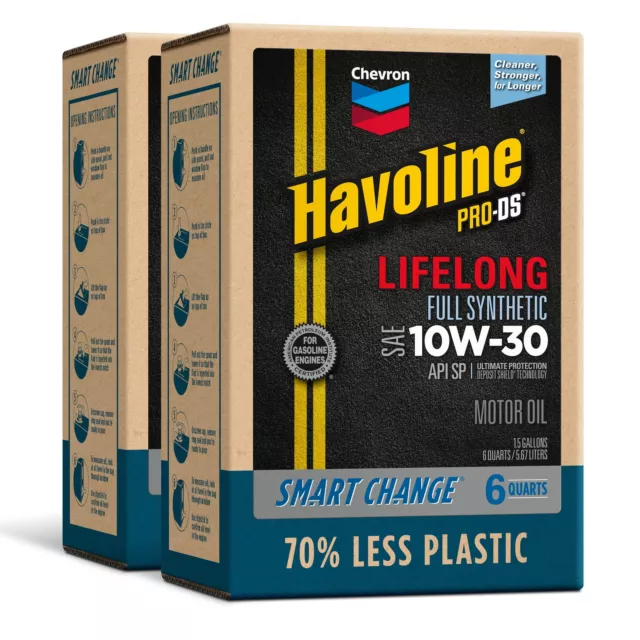 Chevron Havoline Lifelong Synthetic Motor Oil 10W Quart Smart Change Box Case