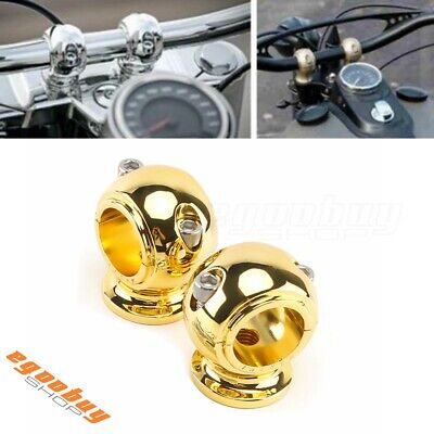 Brass CNC 1-1/4" Round Head Handle Bar Risers For Harley Softail Touring Dyna