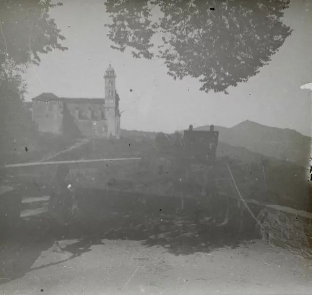 FRANCE CORSE Eglise c1930 Photo Vintage Plaque de verre V35L7n13