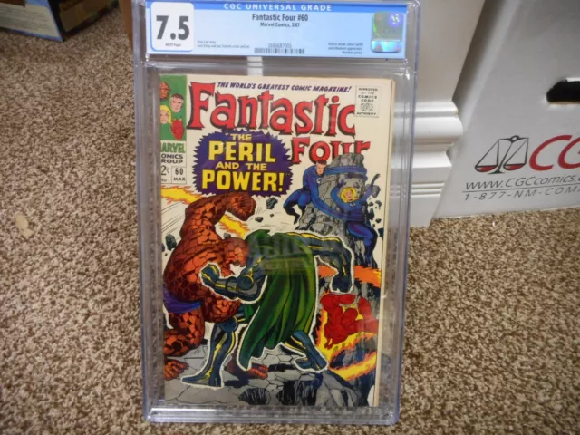 Fantastic Four 60 cgc 7.5 Marvel 1967 WHITE pgs Thing vs Doctor Doom cover VF FF