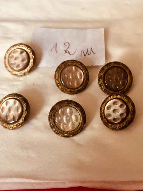 Lot De 10 Boutons Ondulés En Métal Doré - 15/21,5 Mm - Pour Blazers, Vestes, Manteaux - Tige à Coudre